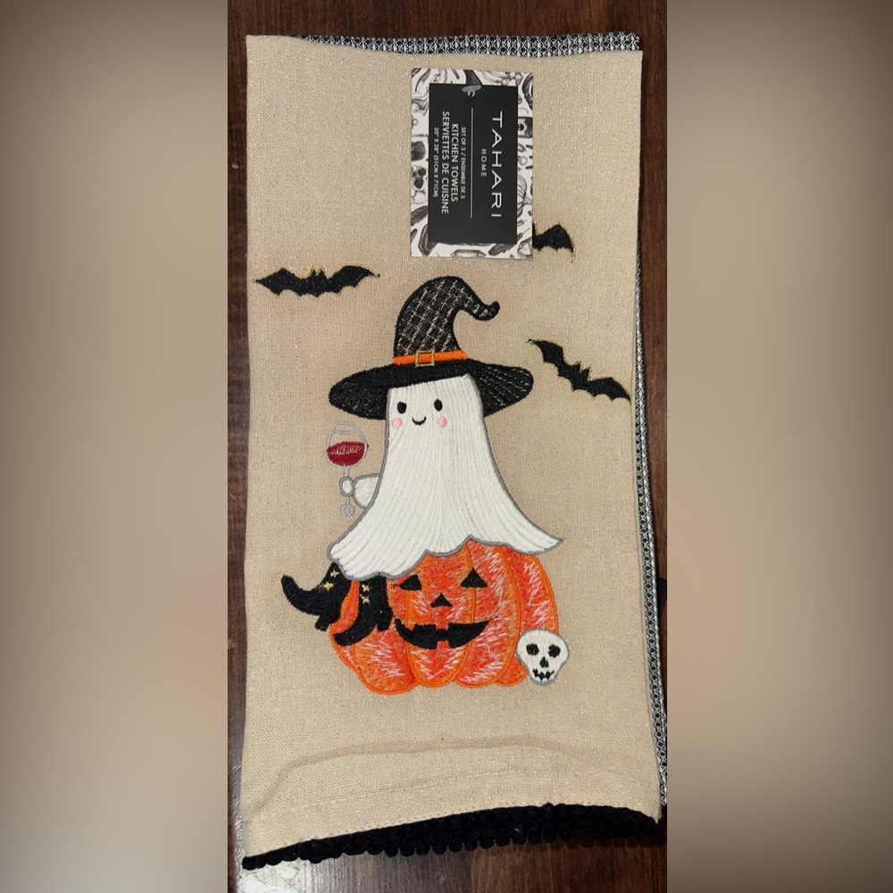 Set of Three Home Kitchen with Ghost 👻 Drinking Wine 🍷 and Witch's hat By Tahari